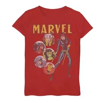 Винтажная футболка с рисунком комиксов для девочек 7–16 лет Marvel Retro Avengers Marvel