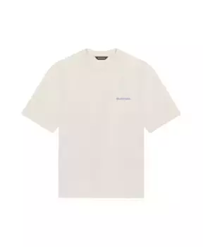 Винтажная футболка с синим принтом Balenciaga, бежевый