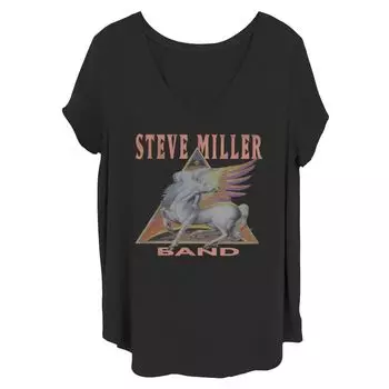 Винтажная футболка с V-образным вырезом и графическим рисунком Juniors' Plus Steve Miller Band Pegasus Licensed Character