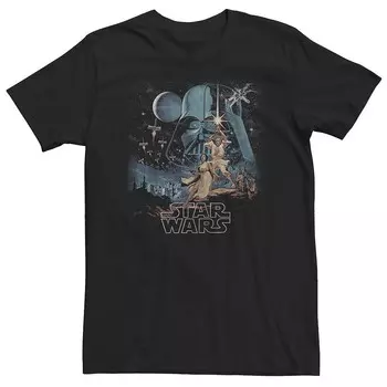 Винтажная футболка с выцветшим плакатом Big & Tall Star Wars A New Hope Licensed Character, черный