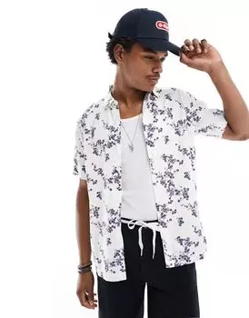Винтажная гавайская рубашка Superdry с оптическими цветками
