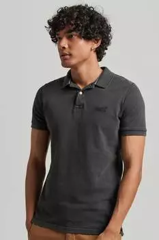 Винтажная хлопковая футболка Destroy с воротником Superdry, серый