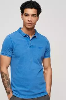 Винтажная хлопковая футболка Destroy с воротником Superdry, синий