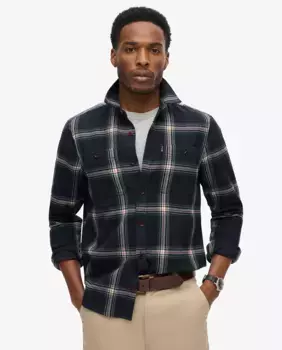 Винтажная клетчатая рубашка Superdry, темно-синий