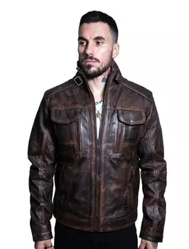 Винтажная кожаная байкерская куртка для кейптауна Infinity Leather, коричневый