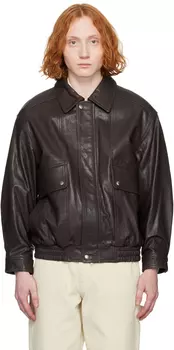 Винтажная кожаная куртка свободного кроя Dunst, коричневый