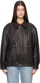 Винтажная кожаная куртка свободного покроя Dunst, коричневый