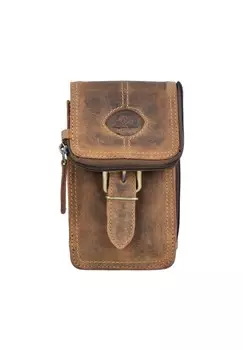 Винтажная кожаная поясная сумка 10 см Green Burry, цвет Save Brown