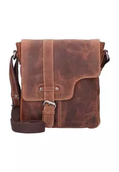 Винтажная кожаная сумка через плечо 22 см Green Burry, коричневый
