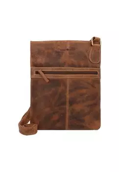 Винтажная кожаная сумка через плечо 25 см Green Burry, коричневый