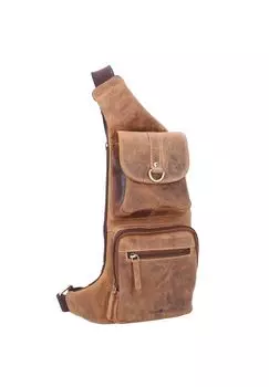 Винтажная кожаная сумка через плечо 26 см Green Burry, коричневый