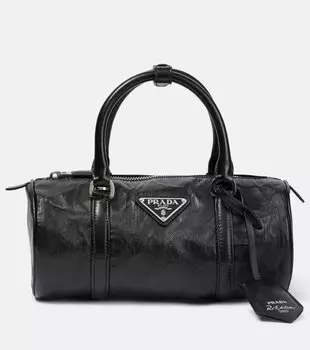 Винтажная кожаная сумка-тоут Prada, черный