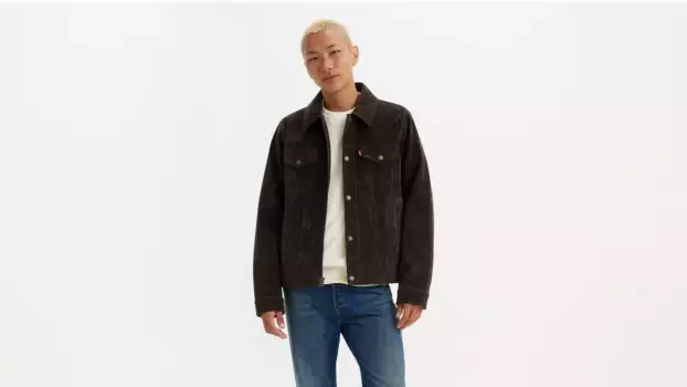 Винтажная куртка дальнобойщика из искусственной коровьей замши Levi's, коричневый