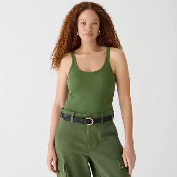 Винтажная майка-бюстгальтер с отделкой в рубчик J.Crew, зеленый