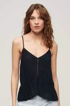 Винтажная майка с кружевной отделкой Superdry, синий