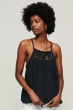 Винтажная майка с воротником-хомутом Superdry, синий