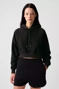 Винтажная мягкая укороченная толстовка с капюшоном Gap, черный