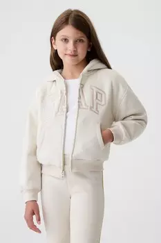 Винтажная мягкая уютная толстовка с капюшоном с логотипом (4 13 лет) Gap, бежевый