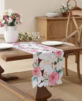 Винтажная настольная дорожка из ткани с вышивкой розами, 14 x 72 дюйма Elrene, мультиколор