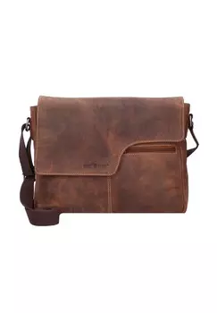 Винтажная оригинальная кожаная сумка на плечо 32 см Green Burry, коричневый