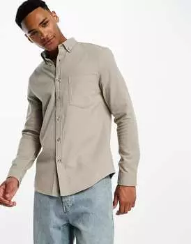 Винтажная оксфордская рубашка с начесом цвета хаки ASOS DESIGN