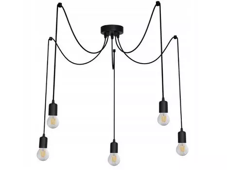 Винтажная подвесная лампа Edison E27 в стиле ретро и лофт, 5 лампочек для гостиной (Pajak 5x) LumenTEC, черный