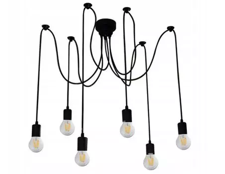 Винтажная подвесная лампа Edison E27 в стиле ретро и лофт, 6 лампочек для гостиной (Pajak 6x) LumenTEC, черный
