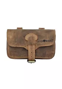 Винтажная поясная сумка в стиле милитари из кожи 16 см Green Burry, цвет Save Brown