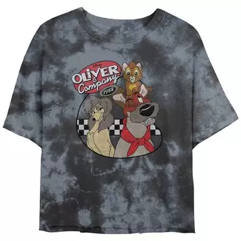 Винтажная постер фильма Disney's Oliver And Company. Укороченная футболка с рисунком для детей. Футболка с рисунком Bombard Wash для детей., цвет Black Charcoal