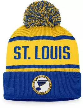 Винтажная синяя шапка NHL St. Louis Blues с манжетами с помпонами