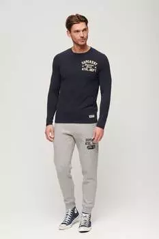 Винтажная спортивная футболка с длинными рукавами и грудью Superdry, синий