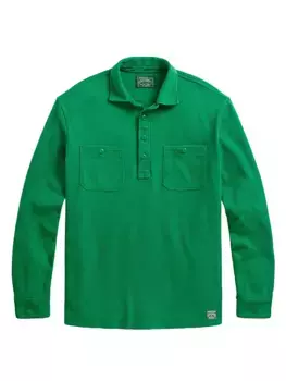 Винтажная спортивная рубашка-поло с длинными рукавами Polo Ralph Lauren, зеленый