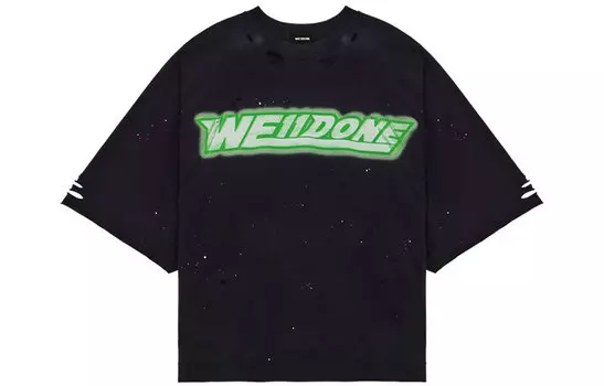 Винтажная стираная футболка WE11DONE, черный