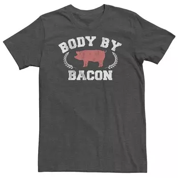 Винтажная студенческая футболка с графическим рисунком Big & Tall Body By Bacon Pig Licensed Character, цвет Charcoal Heather