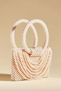 Винтажная сумка-портфель из бисера Anthropologie, жемчуг