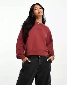 Винтажная толстовка Levi's с круглым вырезом реглан коричневого цвета, окрашенная в одежду маренового цвета