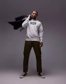 Винтажная толстовка Levi's с логотипом «летучая мышь» серого меланжевого цвета