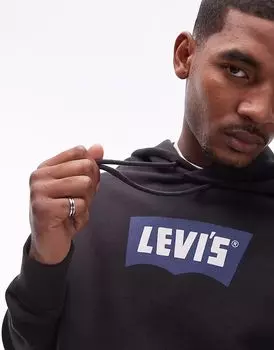 Винтажная толстовка Levi's с логотипом в виде крыла летучей мыши черного цвета