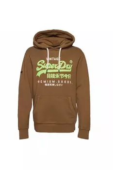 Винтажная толстовка премиум-класса с карманом-кенгуру Superdry, коричневый