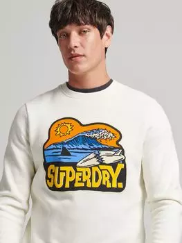 Винтажная толстовка с наклейкой для путешествий Superdry, от белого