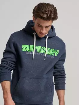 Винтажная толстовка с повторяющимся узором в стиле ретро Superdry, индиго марль