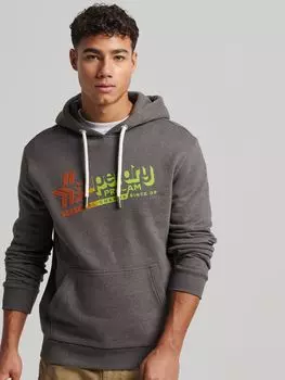 Винтажная толстовка с тенями Superdry, винтажный черный меланж