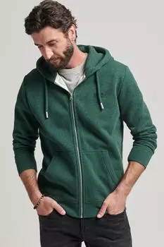 Винтажная толстовка с тисненым логотипом и застежкой-молнией Superdry, зеленый