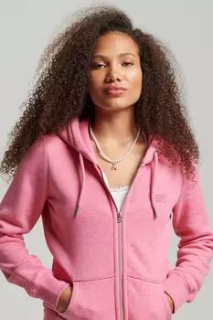 Винтажная толстовка с вышитым логотипом и застежкой-молнией Superdry, розовый
