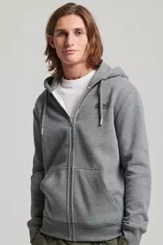 Винтажная толстовка с вышитым логотипом и застежкой-молнией Superdry, серый