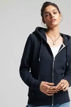 Винтажная толстовка с вышитым логотипом и застежкой-молнией Superdry, синий