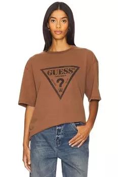 Винтажная треугольная футболка Guess Originals, коричневый