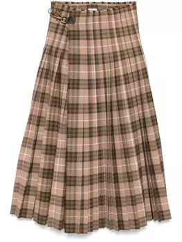 Винтажная юбка-макси в клетку Burberry, коричневый