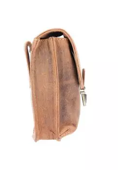 Винтажная уличная поясная сумка из кожи 11 см Green Burry, коричневый