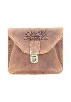 Винтажная уличная поясная сумка из кожи 15 см Green Burry, коричневый